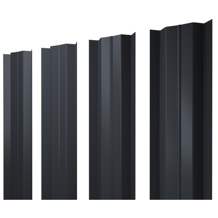 Штакетник М-образный В с прямым резом 0,5 PurPro RAL 7024 мокрый асфальт
