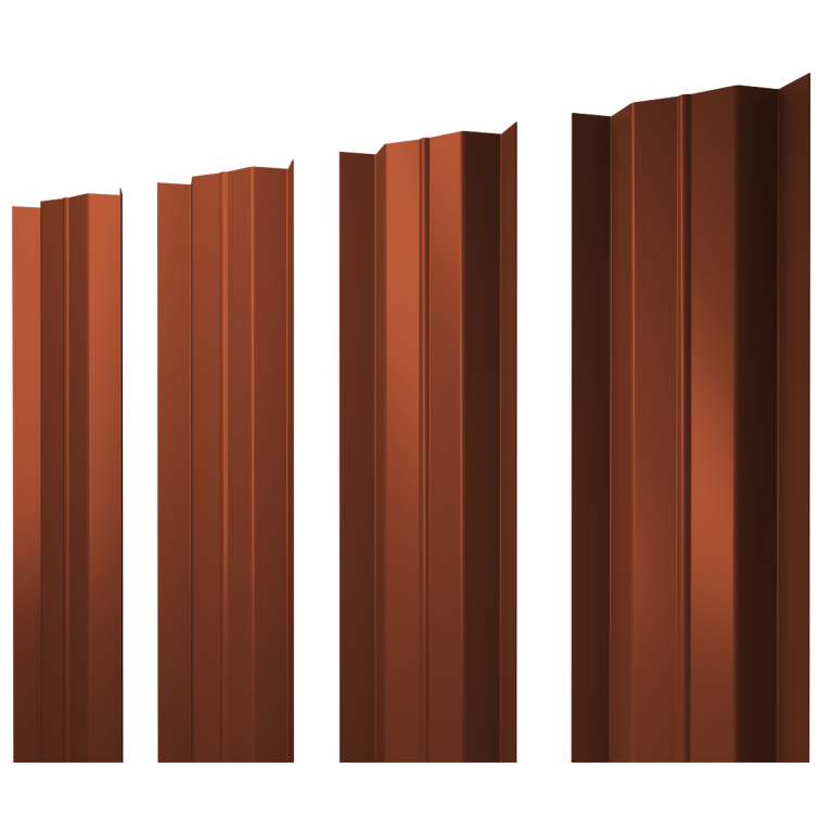 Штакетник М-образный В с прямым резом 0,5 Satin RAL 8004 терракота