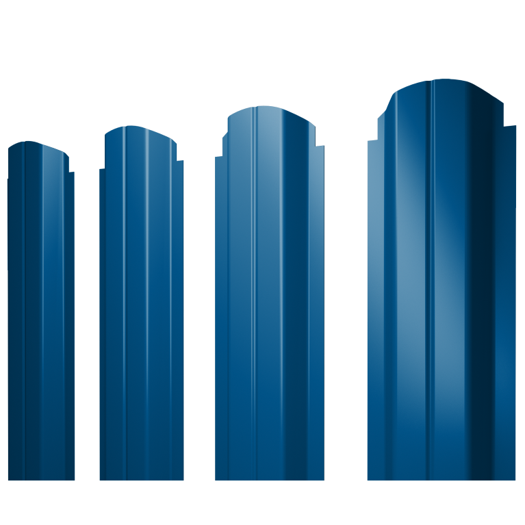 Штакетник П-образный А фигурный 0,45 PE RAL 5005 сигнальный синий