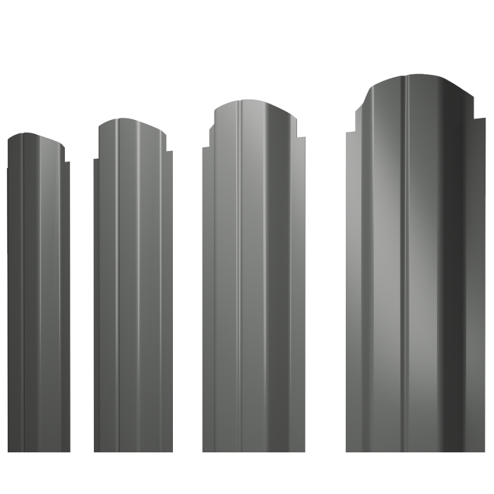 Штакетник П-образный А фигурный 0,45 PE RAL 7005 мышино-серый