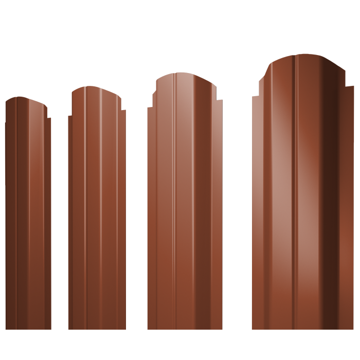 Штакетник П-образный А фигурный 0,45 PE RAL 8004 терракота