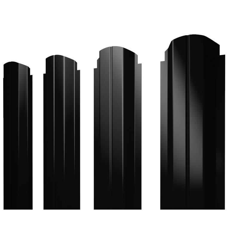 Штакетник П-образный А фигурный 0,45 PE RAL 9005 черный