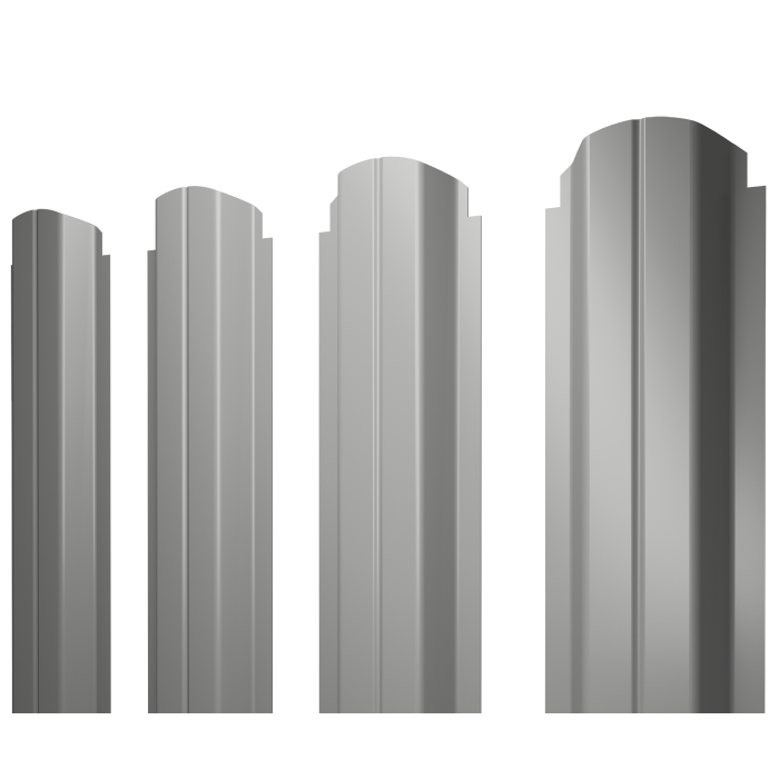 Штакетник П-образный А фигурный 0,45 PE RAL 9006 бело-алюминиевый