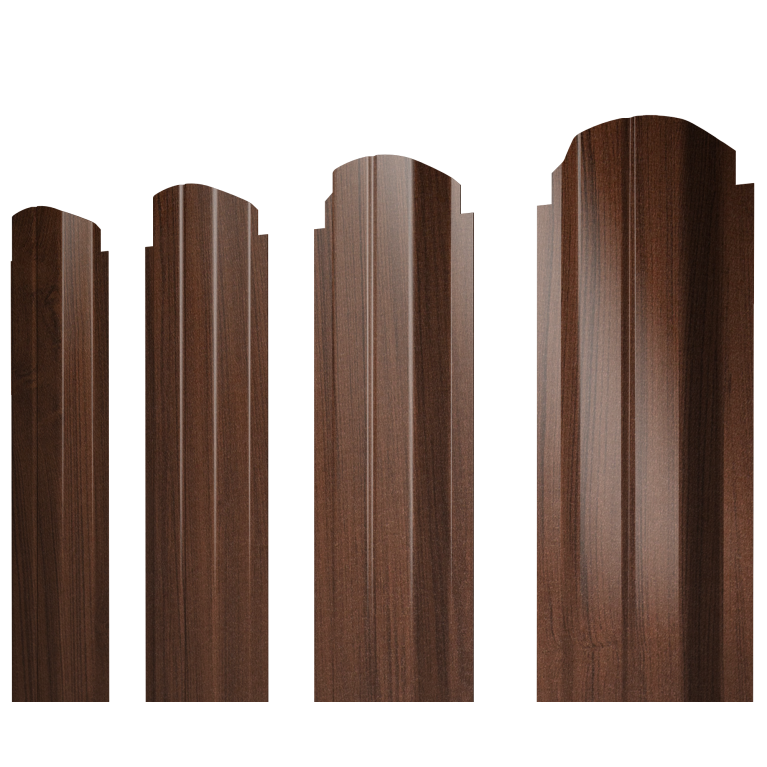 Штакетник П-образный А фигурный 0,45 Print Elite Choco Wood TwinColor