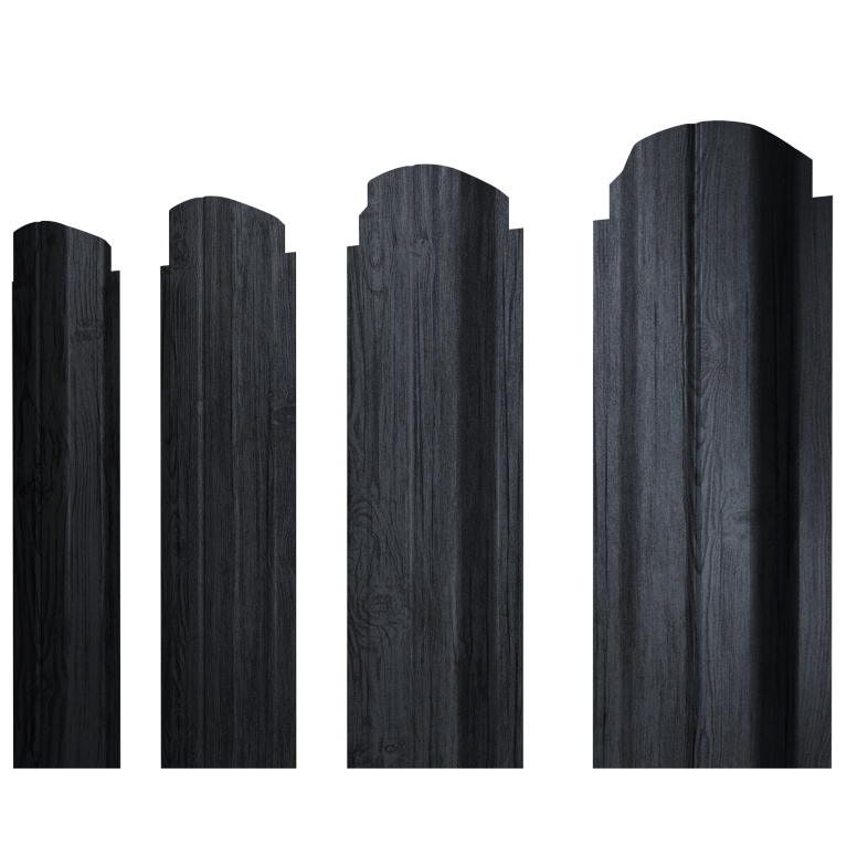 Штакетник П-образный А фигурный 0,45 Print Premium Grey Wood TwinColor