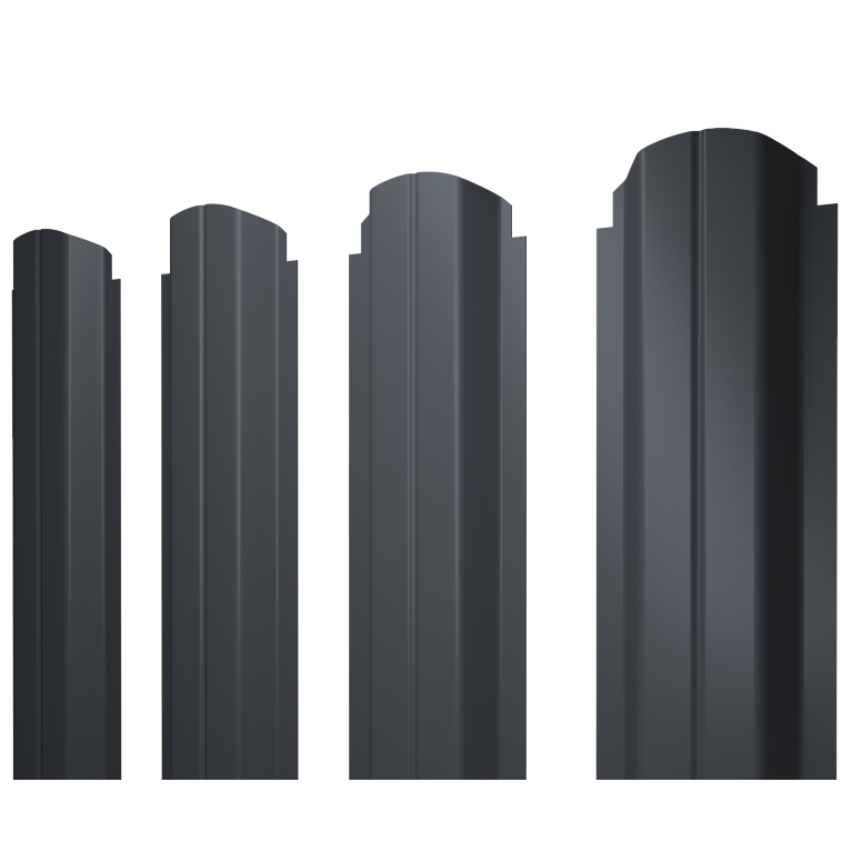 Штакетник П-образный A фигурный 0,5 Atlas X RAL 7024 мокрый асфальт