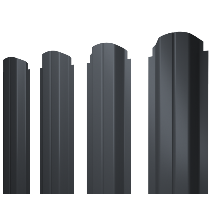 Штакетник П-образный А фигурный 0,5 PE RAL 7024 мокрый асфальт