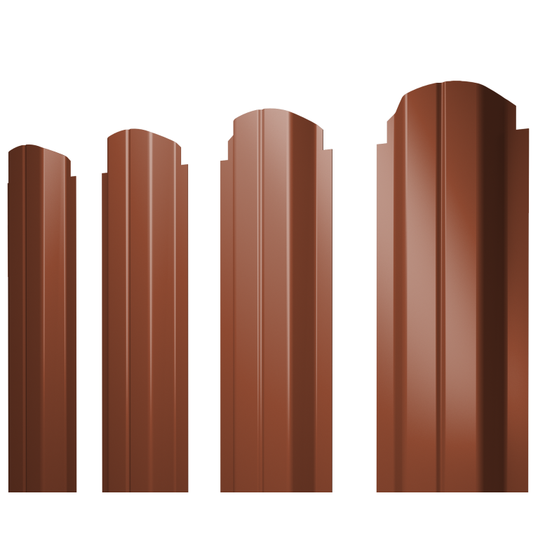 Штакетник П-образный А фигурный 0,5 PurLite Matt RAL 8004 терракота