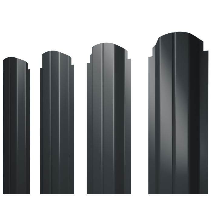 Штакетник П-образный А фигурный 0,5 Satin RAL 7016 антрацитово-серый
