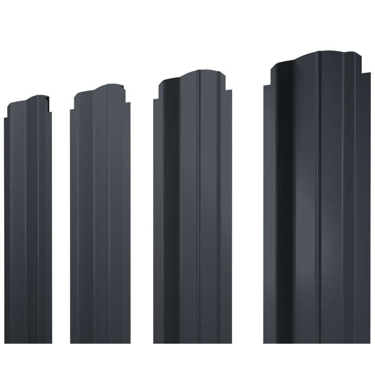 Штакетник П-образный B фигурный 0,45 Drap-double TX RAL 7024 мокрый асфальт