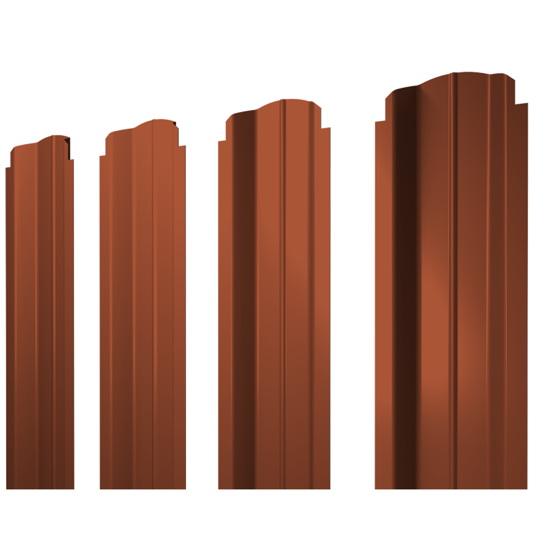 Штакетник П-образный B фигурный 0,45 Drap TX RAL 8004 терракота