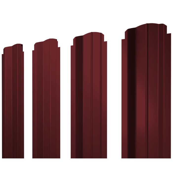 Штакетник П-образный B фигурный 0,45 PE-Double RAL 3005 красное вино