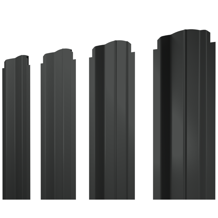 Штакетник П-образный B фигурный 0,45 PE-Double RAL 7016 антрацитово-серый