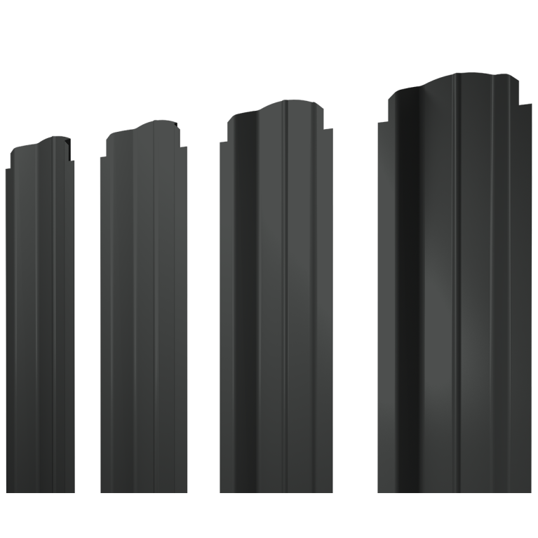 Штакетник П-образный B фигурный 0,45 PE-Double RAL 7016 антрацитово-серый