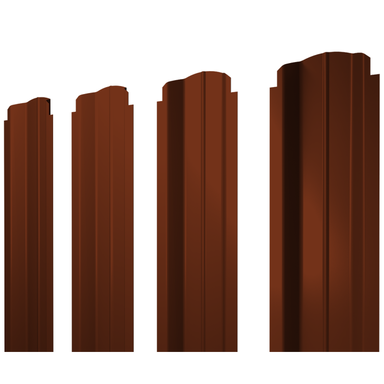 Штакетник П-образный B фигурный 0,45 PE RAL 3009 оксидно-красный