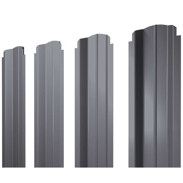 Штакетник П-образный B фигурный 0,45 PE RAL 7004 сигнальный серый