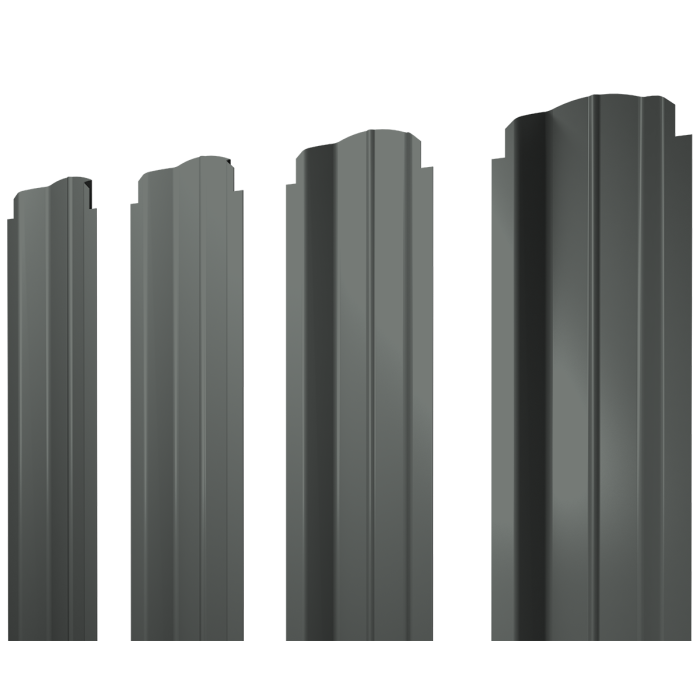 Штакетник П-образный B фигурный 0,45 PE RAL 7005 мышино-серый