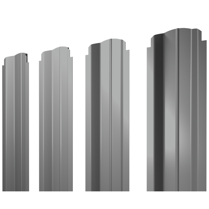 Штакетник П-образный B фигурный 0,45 PE RAL 9006 бело-алюминиевый