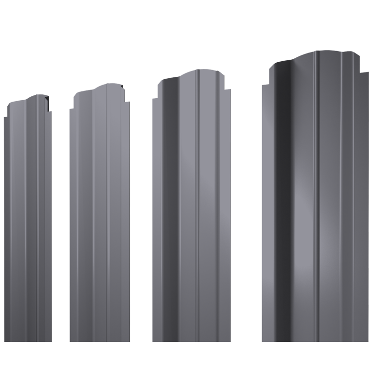 Штакетник П-образный B фигурный 0,5 Satin RAL 7004 сигнальный серый