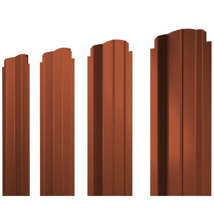 Штакетник П-образный B фигурный 0,5 Satin RAL 8004 терракота