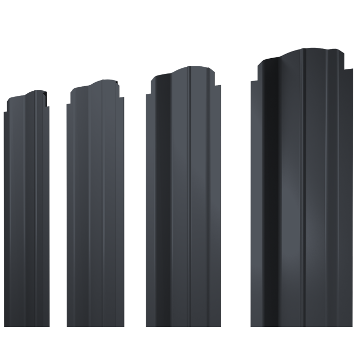 Штакетник П-образный B фигурный 0,5 Velur X RAL 7024 мокрый асфальт