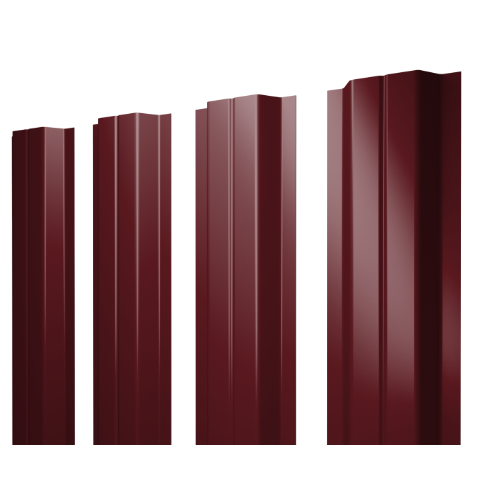 Штакетник П-образный A с прямым резом 0,4 PE RAL 3005 красное вино