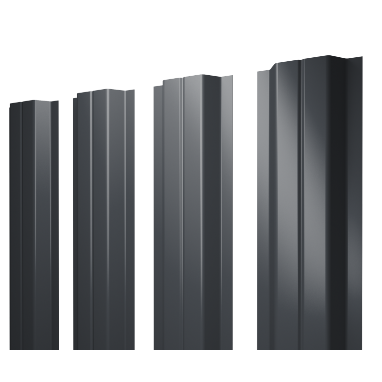 Штакетник П-образный A с прямым резом 0,45 Drap-double TX RAL 7024 мокрый асфальт