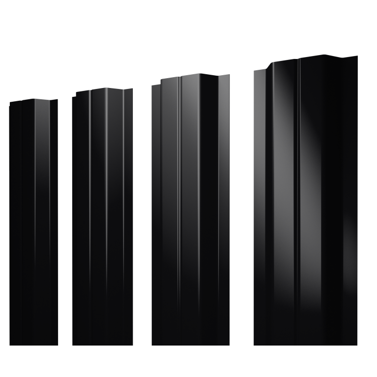 Штакетник П-образный A с прямым резом 0,45 Drap TR RAL 9005 черный