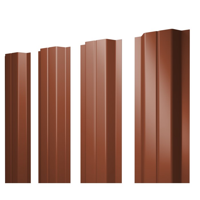 Штакетник П-образный A с прямым резом 0,45 Drap TX RAL 8004 терракота