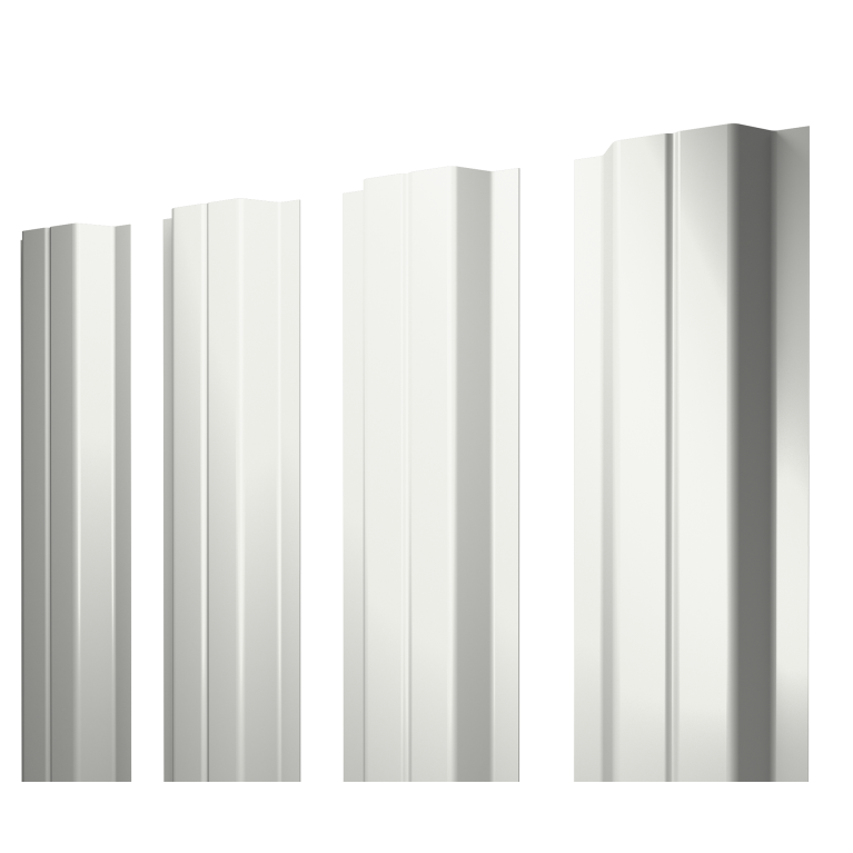 Штакетник П-образный A с прямым резом 0,45 PE-Double RAL 9003 сигнальный белый