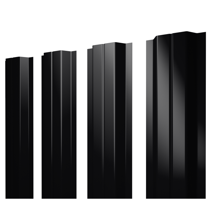 Штакетник П-образный A с прямым резом 0,45 PE-Double RAL 9005 черный