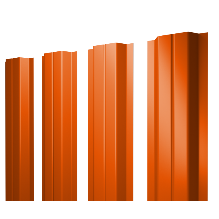 Штакетник П-образный A с прямым резом 0,45 PE RAL 2004 оранжевый