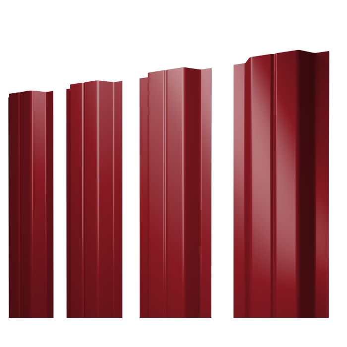 Штакетник П-образный A с прямым резом 0,45 PE RAL 3003 рубиново-красный
