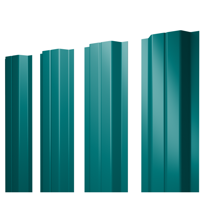 Штакетник П-образный A с прямым резом 0,45 PE RAL 5021 водная синь