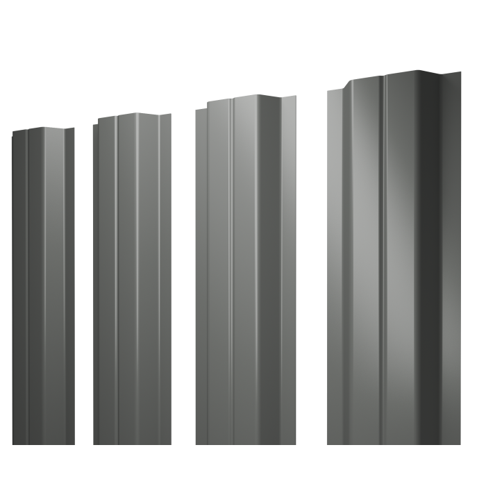 Штакетник П-образный A с прямым резом 0,45 PE RAL 7005 мышино-серый