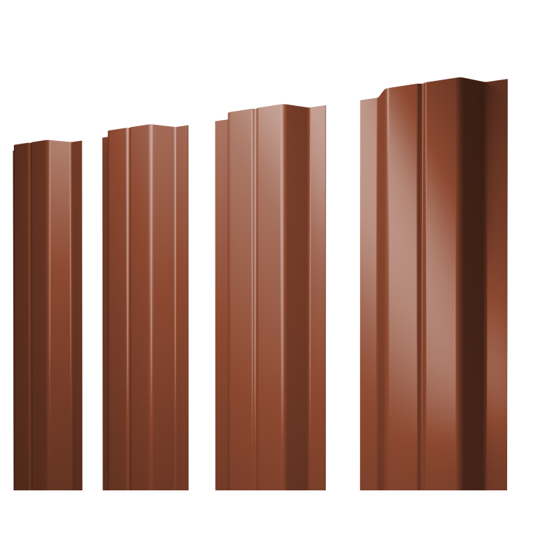 Штакетник П-образный A с прямым резом 0,45 PE RAL 8004 терракота
