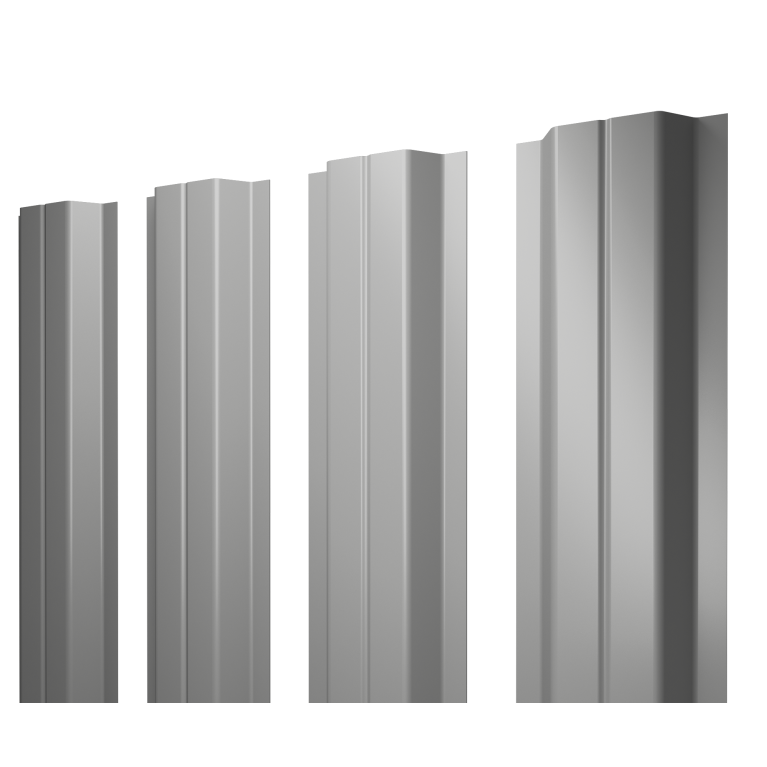 Штакетник П-образный A с прямым резом 0,45 PE RAL 9006 бело-алюминиевый