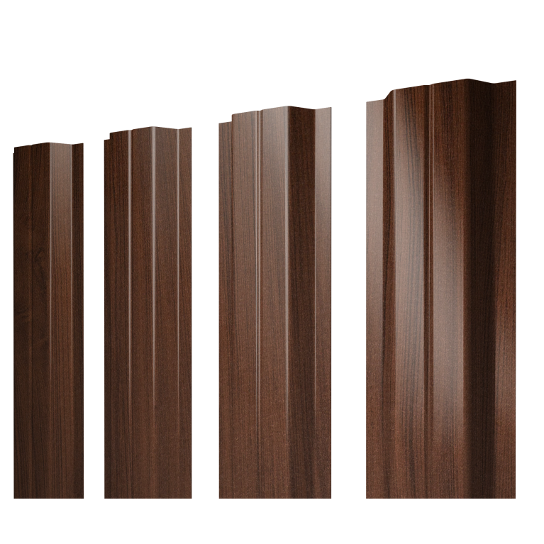 Штакетник П-образный A с прямым резом 0,45 Print Elite Choco Wood TwinColor