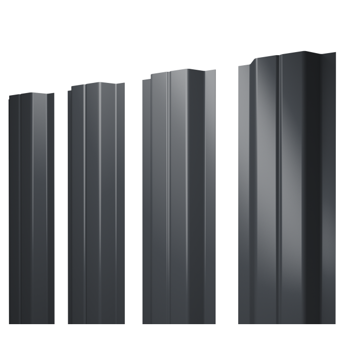 Штакетник П-образный A с прямым резом 0,5 PurPro RAL 7024 мокрый асфальт