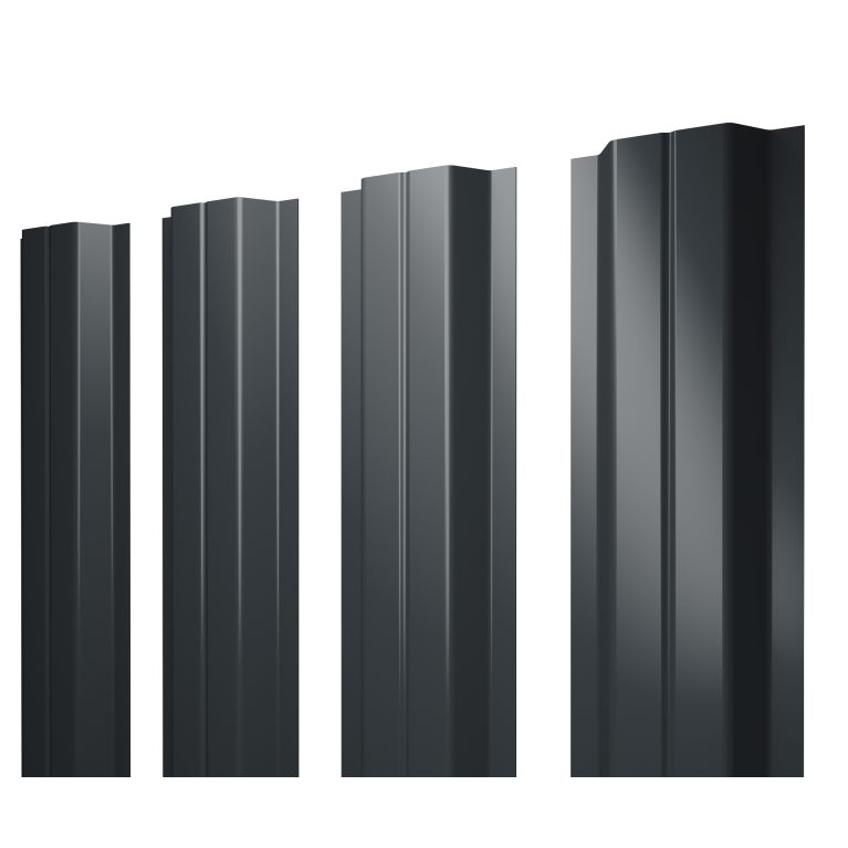 Штакетник П-образный A с прямым резом 0,5 Satin Matt RAL 7016 антрацитово-серый