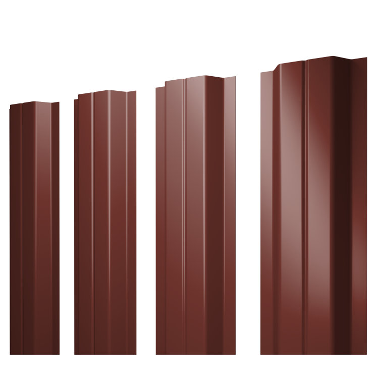 Штакетник П-образный A с прямым резом 0,5 Satin RAL 3009 оксидно-красный