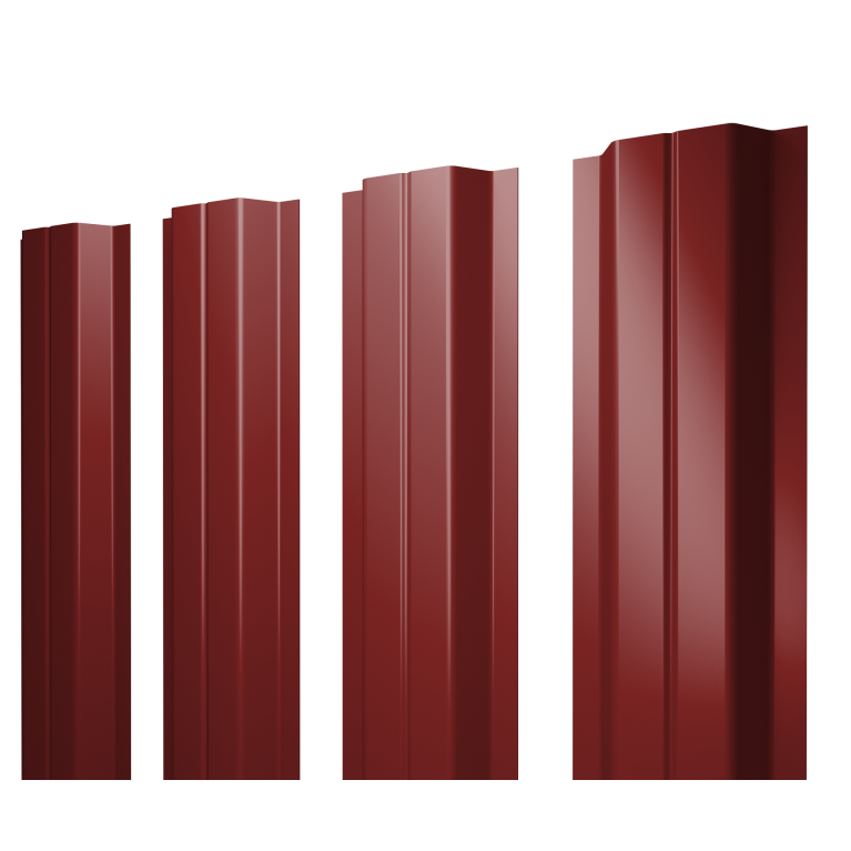 Штакетник П-образный A с прямым резом 0,5 Satin RAL 3011 коричнево-красный
