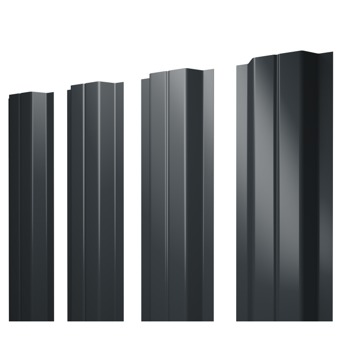 Штакетник П-образный A с прямым резом 0,5 Satin RAL 7016 антрацитово-серый