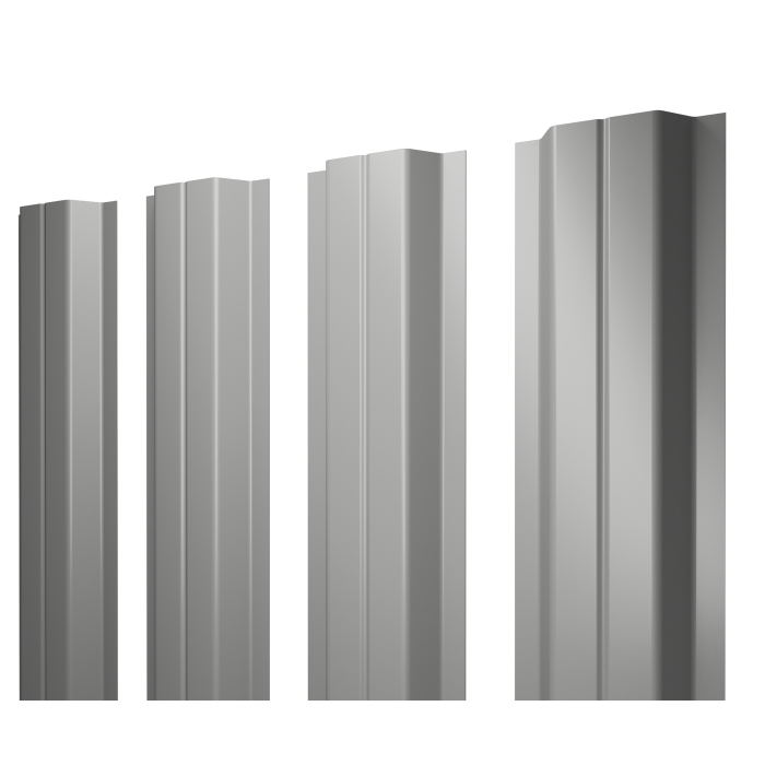 Штакетник П-образный A с прямым резом 0,5 Satin RAL 9006 бело-алюминиевый