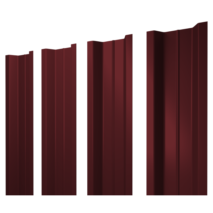 Штакетник П-образный В с прямым резом 0,45 Drap TX RAL 3005 красное вино