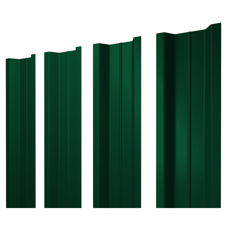 Штакетник П-образный В с прямым резом 0,45 PE-Double RAL 6005 зеленый мох