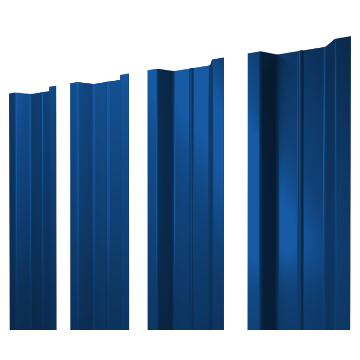 Штакетник П-образный В с прямым резом 0,45 PE RAL 5005 сигнальный синий