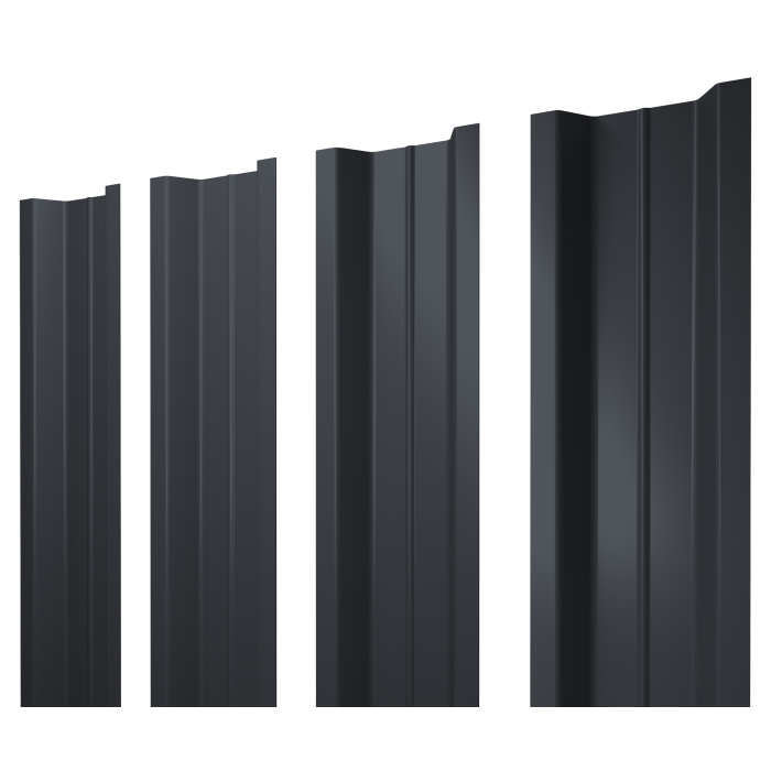 Штакетник П-образный В с прямым резом 0,45 PE RAL 7024 мокрый асфальт