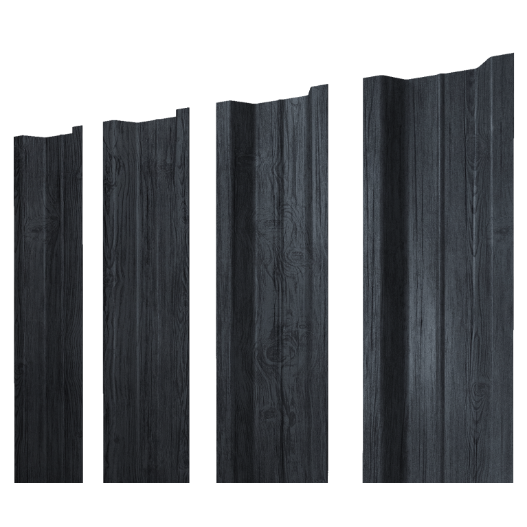 Штакетник П-образный В с прямым резом 0,45 Print Premium Grey Wood TwinColor