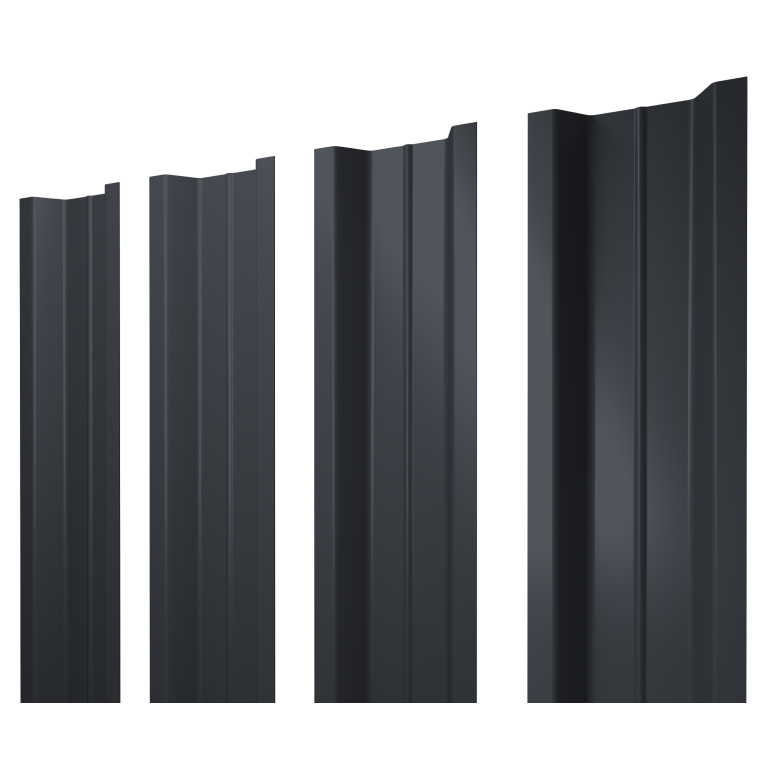 Штакетник П-образный В с прямым резом 0,5 Drap RAL 7024 мокрый асфальт